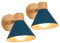 LIGKIN 2 Pezzi Lampade da Parete Interni Moderna E27 Applique da Parete Industriale Vintage Lampada da Parete Ruotabile in Legno Lampada a Muro per Camera Soggiorno Caffè, Ø18cm(Blu scuro)