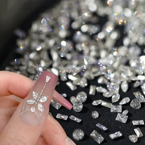 50 Stück Glänzende Zirkon Glitzersteine Kristalle Strasssteine Nägel Edelsteine Mini Nail Art Rhinestones Nail Charms Nagel Steine Nailart Edelstein Nagelsteine Nagel Charm Steinchen für Nägel Zubehör