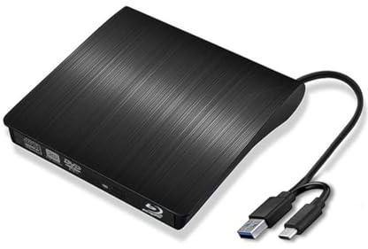 JOYIN-BURN Externer Blu-ray-DVD-Brenner, USB 3.0, USB C, 3D-Blu-Ray-Player, Laufwerk, CD-DVD-Brenner für iMac, MacBook, Laptop, PC, Windows 11/10/8/7, Linux, Mac OS
