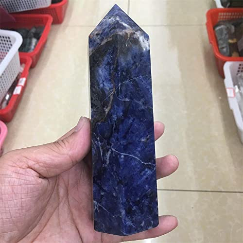 HLELU Home Decor, Natural Blue Stone Pillar Crystal Stick Point Pillar Mace Pillar Reiki Decoration Gifts,Natural Crystal LIUZIIHAYIN