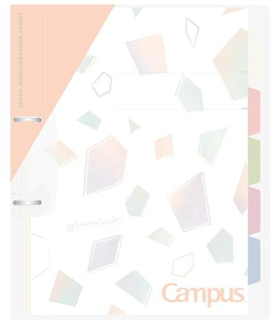 Kokuyo Campus Le-PP158-L4P Notizbuch, nachfüllbar, A4, schmal, 2-Ringbuch, Notizbuch mit 5 Fächern, 100 Blatt Kapazität, geeignet für 30 Löcher lose Blätter, Mineralfarbe Aprikosenrosa