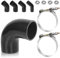 Glarks Set di 7 accoppiatori a gomito a 90 gradi in silicone include 1 tubo flessibile in silicone ad alte prestazioni da 6,3 cm con diametro interno da 6,3 cm a 4 strati, 2 morsetti a T da 7,1 a 7,9