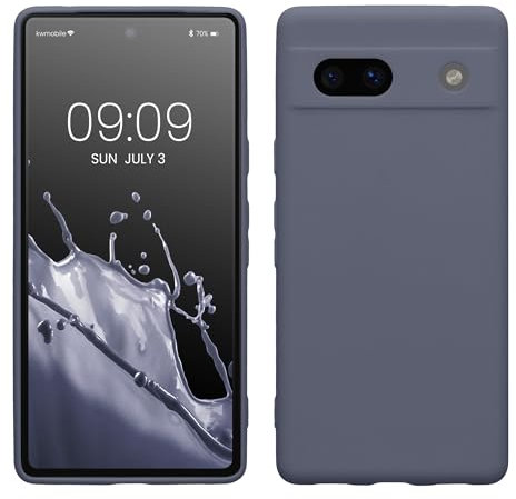kwmobile Handyhülle kompatibel mit Google Pixel 7a Hülle - Handy Case aus weichem Silikon in Blaugrau