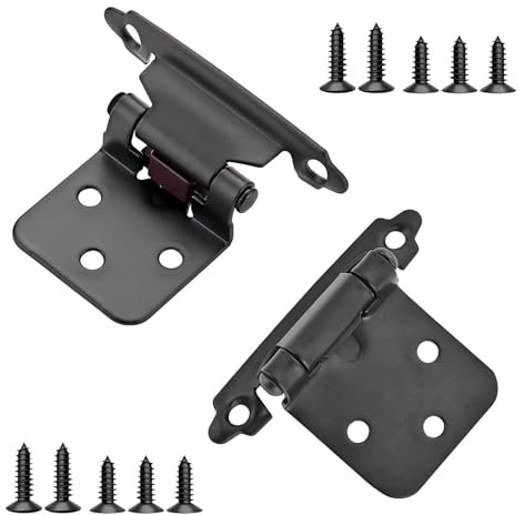 Qrity 2 Piezas Bisagras Semiocultas, Bisagras de Gabinete Superpuestas, Bisagras para Armario de 1/2 Pulgadas, para Puerta del Armario, Negro