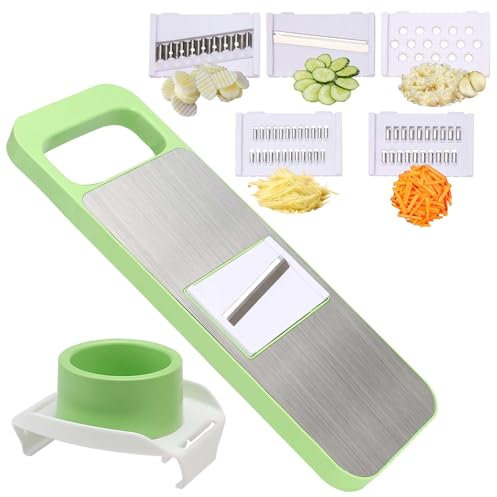 LELE LIFE 6 in 1 Mandoline Slicer for Kitchen, Multi Purpose Vegetable Slicer with Hand Guard for Cucumber Potato Slicer, Waffle Fry Cutter Julienne Slicer Veggie Slicer Grater