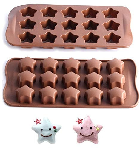 HAOHIZE Star Silicone Baking Tool, 15 Cavities Star Shaped Ice Cube Tray Mini Muffin Pan Cake Decoration Pastry Tool for Homemade Pet Treats Snacks Biscuits Candy Chocolate Gummy