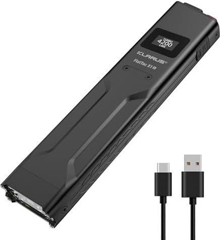 klarus FlatTac X1 Uitra Slim Tactical - Linterna táctica compacta de 4200 lúmenes con doble interruptor, IPX6 resistente al agua, perfecta para uso al aire libre, servicio y emergencia (Negro)