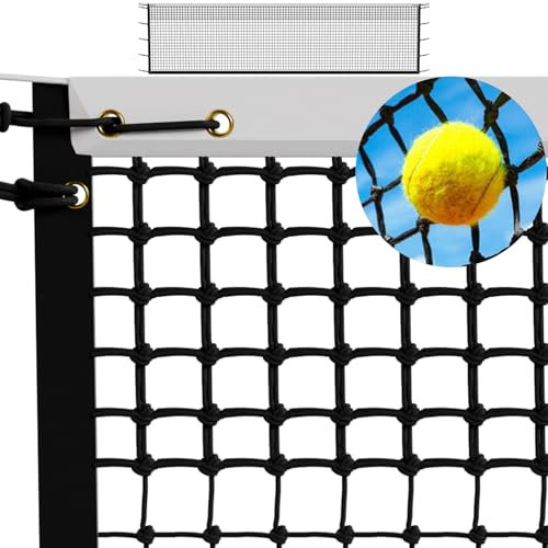 Tennis Net, Thicken Double 6 Rows Nets, Heavy Duty Professional Tennis Court 42FT Net Replacement Portable Nets Nylon for Outdoor/Indoor Standard Courts [ Include Center Strap ]