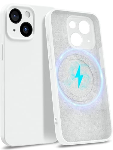 MyGadget Hülle für Apple iPhone 14 Plus [ kompatibel mit MagSafe | 4-Layer-Struktur Schutzhülle ] - Handyhülle mit Kameraschutz - Cover mit Innenfutter - Weiß
