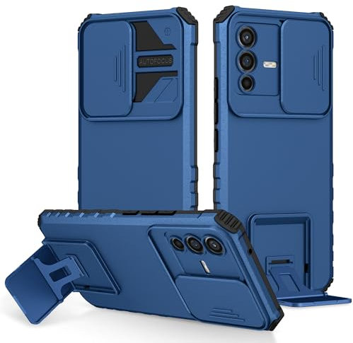 Lucyliy Hülle für vivo V23 5G Hülle Kompatibel mit vivo V23 5G Handyhülle case PC backptare+TPU Soft Shell+Ring Stand ZJ-LTT Blue