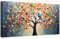 Arbre à fleurs coloré Impression sur Toile Cadre en bois Arbre de Vie Floral Tableau Affiche Decoration Murale Abstrait Paysage Peinture sur Toile Tableau Decoration Murale Salon Chambre 50x100cm