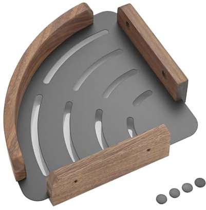 Bamberg Étagères de Salle de Bain en Bois de Noyer, Étagère de Rangement d'angle de Douche Murale, Support Organisateur de Cuisine