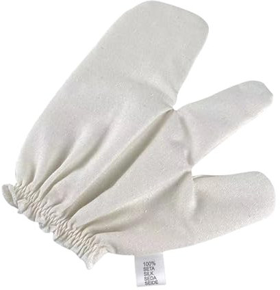 Garshana Handschuhe, Seidenmassagehandschuhe, ayurvedisch, 100% natürliche Rohseide, einfach zu bedienen, bequeme Passform, 20 x 19 cm, für Spa-Massage, Gesicht, Rücken, Badezimmer