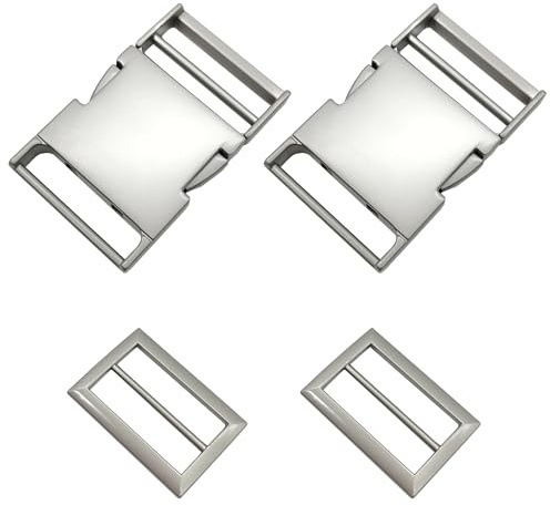 LIANCHEN 2 Stück 30mm Klickverschluss Metall und Leiterschnalle, Schnallen und Verschlüsse, Steckschnalle Innenmaß 25 Mm, Rucksack Schnalle für Rucksack, Handtasche, Umhängetasche (Silber)