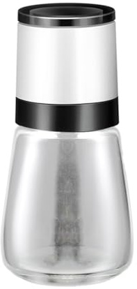 Asyduey Manual Salt Pepper Grinder Transparent Glass Grinder Peppercorn Grinder Seasoning Bottle Kitchen Gadgets White