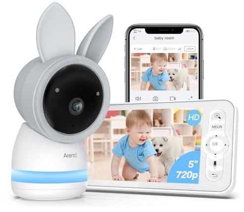 ARENTI Babyphone mit Kamera 2K/3MP, 5 Zoll WiFi Video Babyphone PTZ 355°, IR Nachtsicht, Nachtlicht, Schlaflieder, Temperaturanzeige, unterstützt Mobile App Steuerung