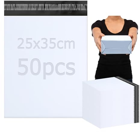 PDKKFF 50 stycken plastkuvert för frakt, 25 x 35 cm, fraktpåse för Vinted-paket, förpackning för Vinted-paket, självhäftande påse, ogenomskinliga påsar för textilier och skokartonger