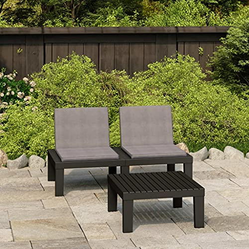 Bucmath 2-TLG. Garten-Lounge-Set, Kunststoff Grau, mit Auflagen, 130 cm Bank, für Terrasse & Balkon, robust & pflegeleicht, Bequeme Outdoor-Sitzgruppe