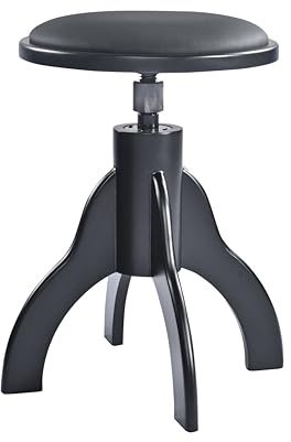 K&M 13850 Pianohocker Schwarz matt – höhenverstellbarer Klavierhocker mit Kunstleder-Sitz – ergonomischer Polsterhocker für Piano & Keyboard