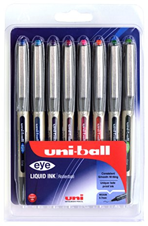 UB-157 eye Fine Kugelschreiber, Uni Super-Tinte in ausgewählten Farben, 0.7 mm Spitze, 8 Stück