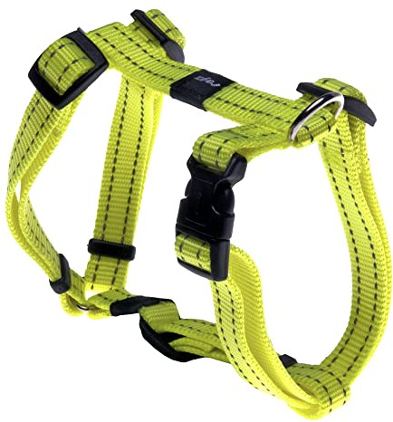 Reflective Adjustable Dog H Harness for Small to Medium Dogs; matching collar and leash available, Yellow