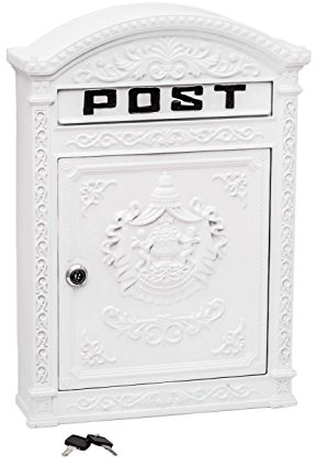 Briefkasten Wandbriefkasten Aluminium Aluguss Nostalgie Postkasten weiss