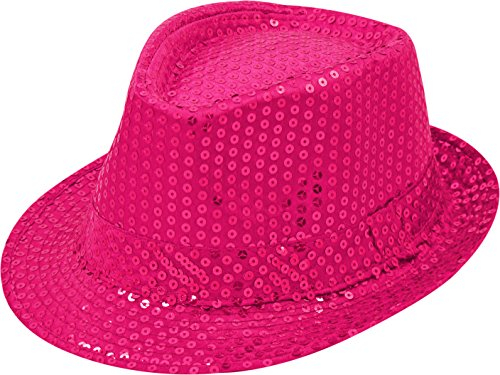 TrendandStylez Pailletten Hut Glitzer Kappe Sylvester Karneval Party 11 Farben (Pink)