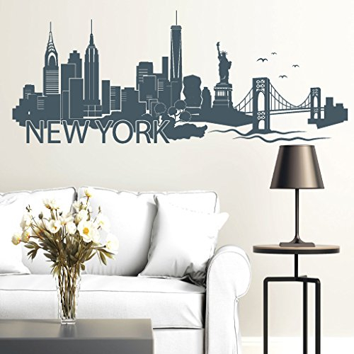 Wandtattoo Loft New Yorker Skyline mit Schriftzug New York / Wandtattoo/Wandsticker/Wandaufkleber / 30 Farben / 3 Größen