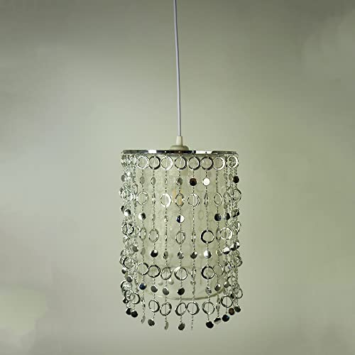LUCKY CHAIN - Trendiger LeuchtenSCHIRM mit Kunststoffringen silber und Organzastoff weiß Lucky Chain Dekoration