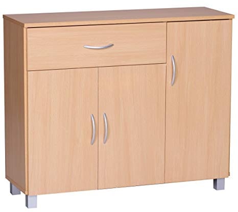 FineBuy Design Sideboard SETE 90 x 75 x 30 cm, Schränkchen mit 1 Schublade 3 Türen, Moderne Schlafzimmer Kommode, Anrichte Esszimmer, Schmaler Schuhschrank mit Schublade