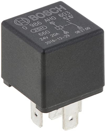 Bosch 0986AH0603 Mini Relay 24V 20A, 2x87, IP5K4, Operating Temperature from -40 Degree to 100 Degree C, 5 Pin Relay