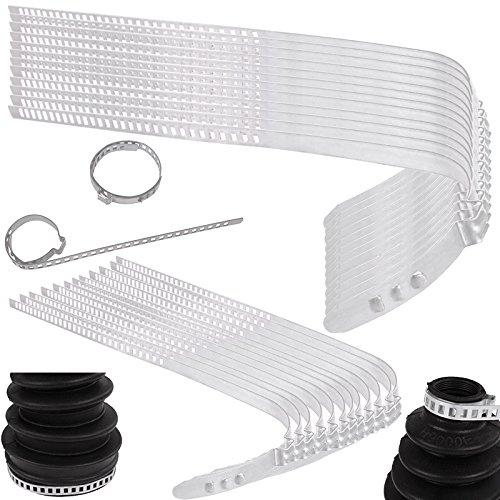 TECPO Achsmanschetten-Schellen-Set 24-tlg, für Thermoplast- & Gummi-Achsmanschetten, 12 große (60-124 mm), 12 kleine (28-65 mm) Schellen, korrosionsgeschützt, für alle gängigen Fahrzeugtypen geeignet