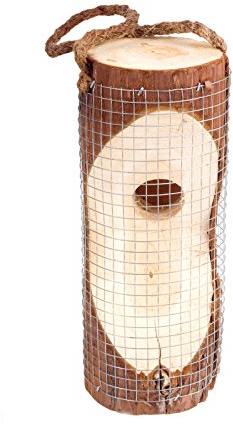 GARDIGO® Vogelfutterspender zum Aufhängen | Futtersäule aus Holz | Winterfeste Futterstation mit Drahtgitter für Wildvögel | Alternative zu Meisenknödel Meisenringe | Bird Feeder
