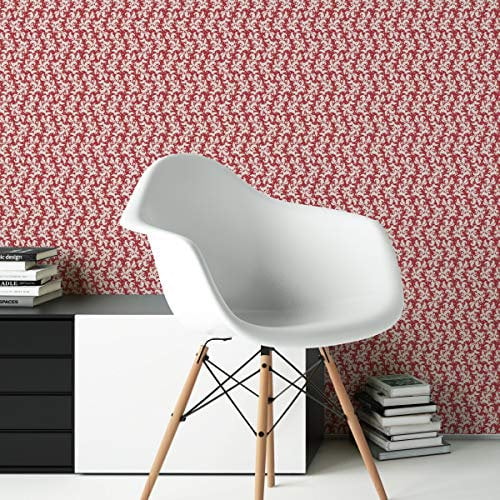 OrnamenttapeteNostalgie Ranken mit Blatt Muster in rot, Vlies Tapete Ornamente, Vintage GMM Blumentapete für Altbau Wohnung | Haus (H: 4m B: 46,5cm)