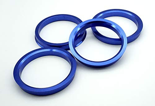 4 Zentrierringe aus Alu Aluminium in Blau 66,6 mm - 57,1 mm 66,6 auf 57,1