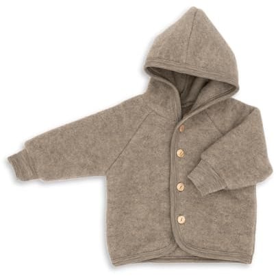 ENGEL Giacca per bambini con cappuccio in pile di lana, 62-68/62/68, noce melange