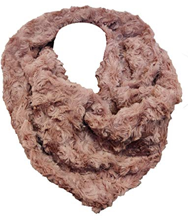 JameStyle26 Flauschig Warmer Winter Loop Schal Fleece Schlauchschal Rundschal Blume Stern (Uni Rosa)