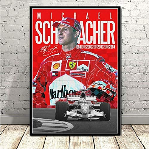 MZCYL Leinwand Malerei Wandkunst Bild Michael Schumacher Legende Stern F1 Rennwagen Poster Drucken Leinwand Malerei Geschenk Ohne Rahmen 40 * 60 cm