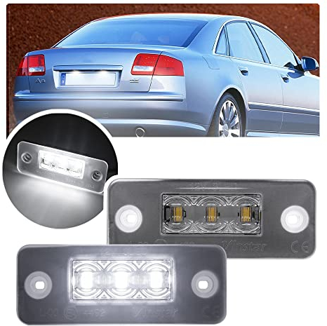 NSLUMO 2 weiße LED-Nummernschildbeleuchtung für A`udi A8 D3 4E0943021 2002–2010