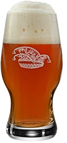 Deitert Leonardo Bierglas 0,33l Taverna mit Narrenkappe – Bierglas mit Gravur und Narrenkappe, Glas mit Namen oder Widmung