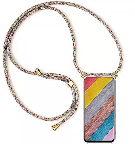 HongMan Handykette Handyhülle für Samsung Galaxy A3 2017/A320 mit Band - Transparent Handy-Kette Handy Hülle mit Kordel zum Umhängen Handyanhänger Halsband Lanyard Case - Rainbow