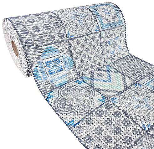 DecoMeister Badematte Weichschaummatte Duschvorleger Badläufer Badteppich Weichschaum Bodenmatte Antirutsch Teppich WC Pool Vorleger Yogamatte rutschfeste Matte 65x350 cm Marokanische Fliesen