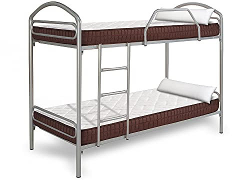 HOGAR24 Litera Metálica + 2 Colchones Viscoelásticos Viscobrown + 2 Almohadas de Fibra, 90 x 190