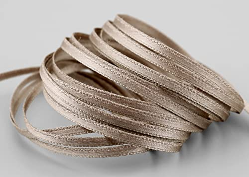 finemark 3 m x 3 mm Satinband Taupe Toffee (105) doppelseitiges Schleifenband aus Satin ohne Draht weich und glänzend Geschenkband Deko Band Double face Dekoband Dekorieren Kordel Basteln