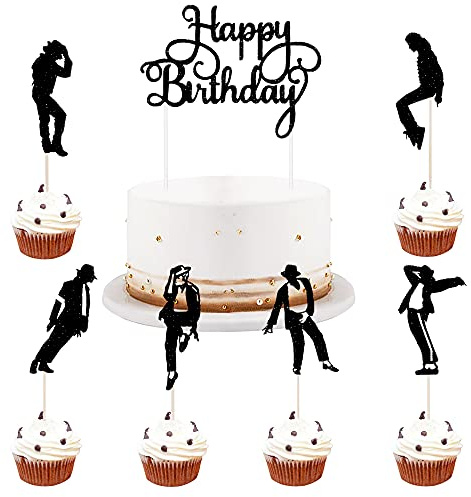 Dance King Happy Birthday Cake Topper Forever God Art Dance Theme Birthday Cake Topper Birthday Party Cake Decorations (7pcs)