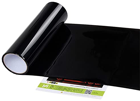 ihreesy Autolichtfolie,100cm x 30cm Autolicht Scheinwerfer Folie Tönungsfolie Wasserdichte Folie Auto Nebelscheinwerfer Vinylfolie Getönte PVC Rückleuchten Folie,Dunkelschwarz