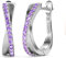 YOURDORA Creolen Silber Damen Klein Ohrringe 925 Silber Rhodiniert Kreolen 15mm mit Zirkonia aus Österreich (Weißgold - Amethyst)