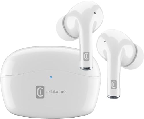 cellularline - Vivid - Universale - Cuffiette Auricolari Bluetooth 5.0 HiFi Stereo con Custodia di ricarica - Autonomia Totale di 21 Ore - Ricarica 2 Ore - Portata 10 Mt - Universale - Bianco