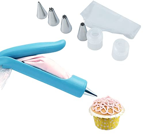 Werkzeug zum Dekorieren von Kuchen mit 4 verschiedenen Spitzen, 4 Tüllen, dekorative Tüte, 2 Verbindungsstücke, Kuchendekorationswerkzeug-Set, Gebäck, Zuckerguss, Stift, Spritzbeutel
