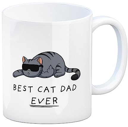 Best cat dad ever Katzen Kaffeebecher Tasse lustiger Spruch Geschenkidee Papa Katzenpapa Katzenliebhaber Vater Katze Tasse